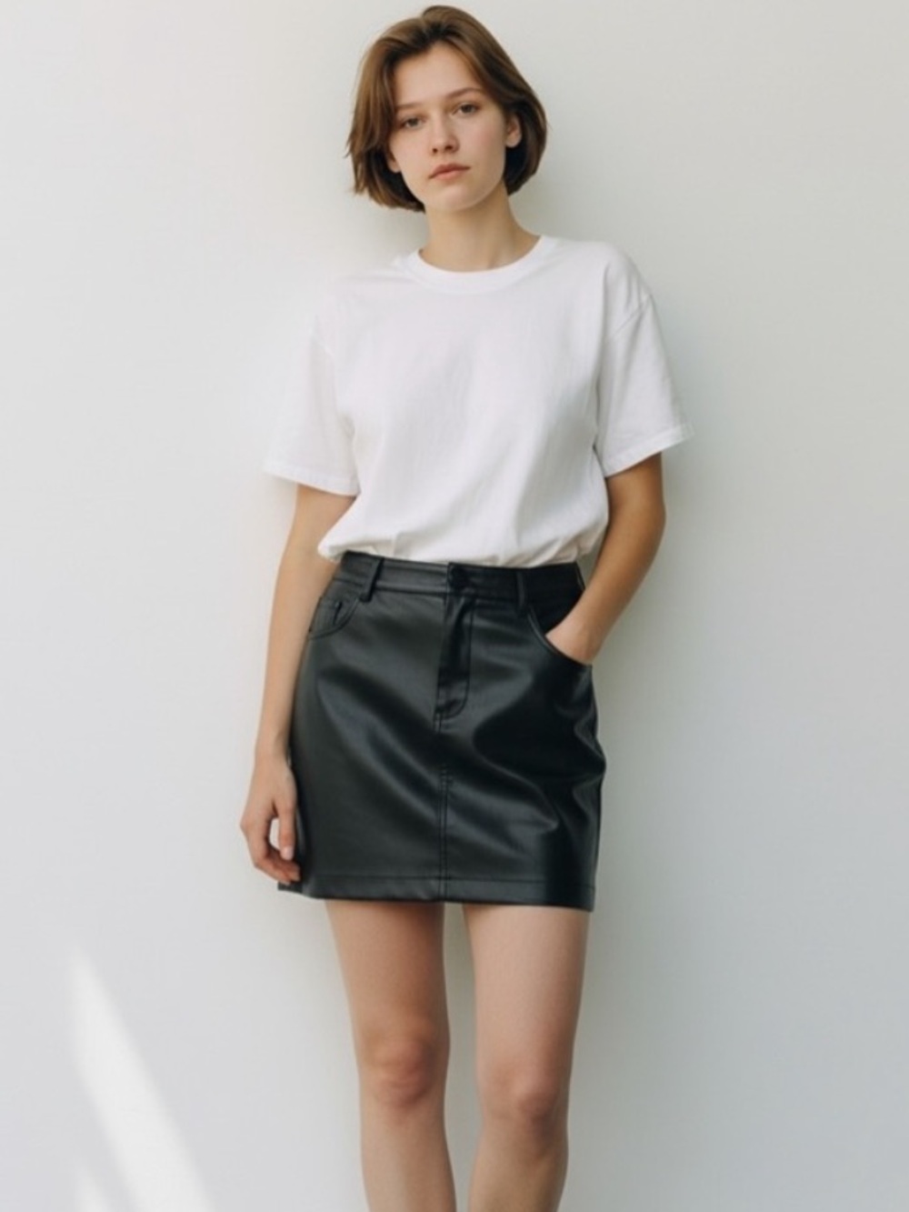 GAP Black Vegan Leather Mini Skirt - Size 8 (NWT)